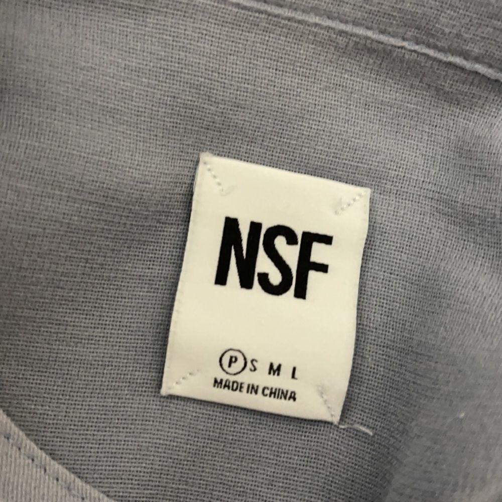 NSF Slate Gray Mandarin Collar Button Down Blouse XS - Picture 5 of 6